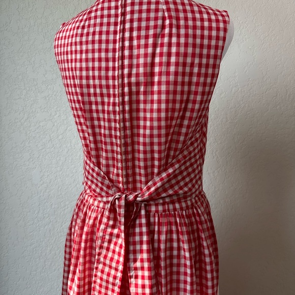 Vintage Red White Gingham Eyelet Sleeveless Maxi Dress Medium - Picture 7 of 12